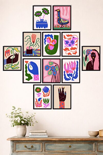 UNT Set de pictură murală abstractă modernă, 12 piese |   Imprimare UV 15x20 ...