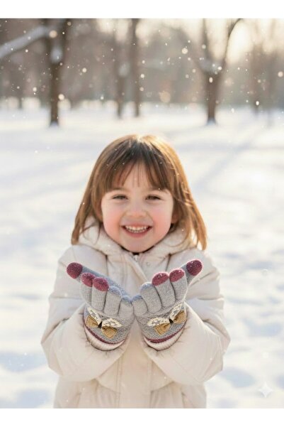 MİNİKO KİDS Ki̇tti̇ 25240-02 Girls' Knitted Tricot Gloves 9-12 Years