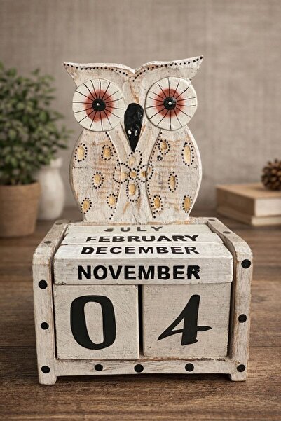 MONA DEKORATİF BAYKUŞ DETAYLI TAKVİM OBJE