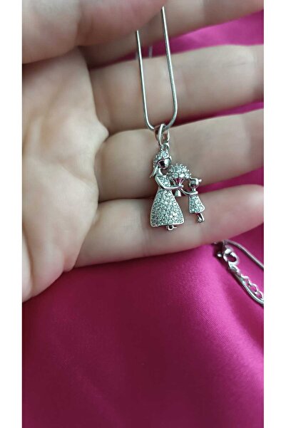 shop قلادة أنيقة وراقية للأم والابنة من الفولاذ 316L غير قابلة للصدأ بلون فضي