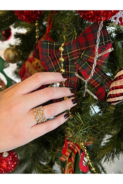 Asteria Jewelry Ayarlanabilir 14k Altın Kaplama Çoklu Sıra Yüzük