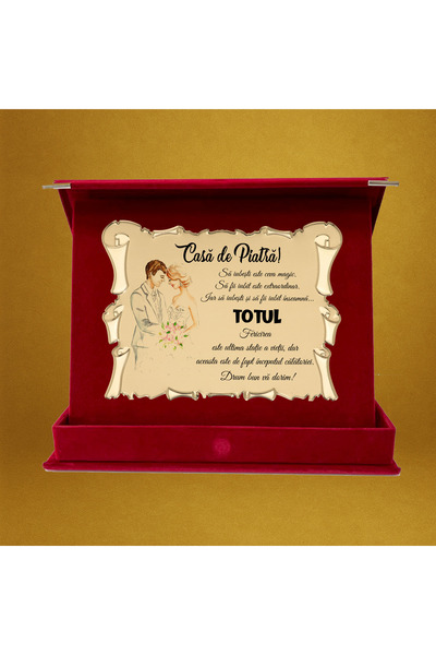 C&A Connection Cadou Placheta Nunta, Casa de Piatra, in Cutie Bordo de Plus