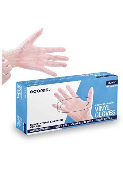 Ecares قفازات فينيل ®، خالية من اللاتكس، خالية من البودرة، للاستخدام مرة واحد...