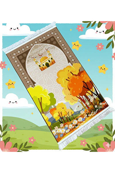 nivra sepet Dijital Baskılı Cami ve Doğa Temalı Çocuk Seccade Namazlık