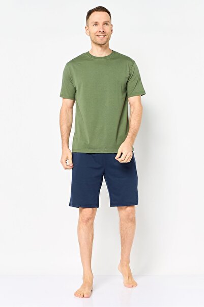 London Fog Men 2 Pcs Plain Short Sleeve T-Shirt And Shorts Sleepwear, Multicolor