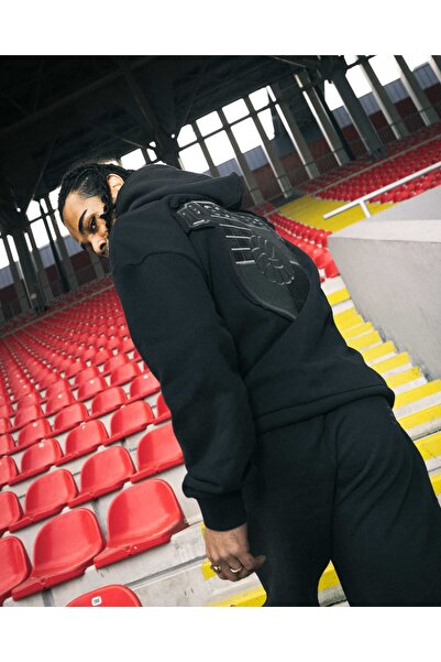 GOZGOZ Göztepe Gri Nakış Arma Siyah Kapşonlu Sweat