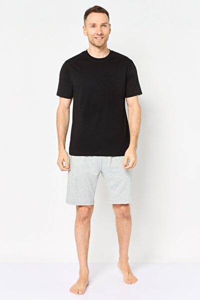 London Fog Men 2 Pcs Plain Short Sleeve T-Shirt And Shorts Sleepwear, Multicolor