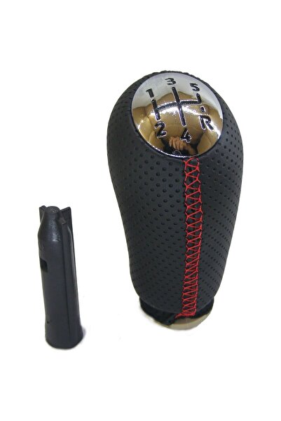 AutoAll Otom Parça Megane 2 Leather Gear Shift Knob (Perforated Leather & Red Stitching)