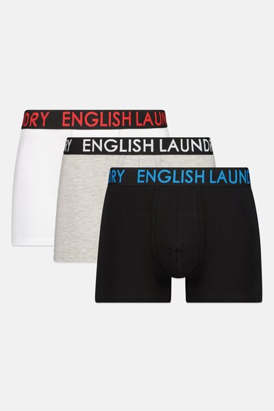 English Laundry Men 3 Piece Brand Logo Underwear Trunks, Multicolor