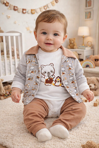 tinitins طقم أطفال مكون من 3 قطع من كيدي سوزين مع ياقة مطرزة