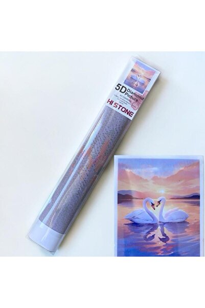 NT Boncuklu Taşlı Pano Mozaik Elmas Goblen Çocuklar İçin Diamond Tablo 50x 65 Cm Kuğu