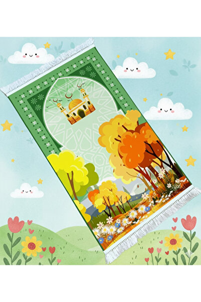 nivra sepet Dijital Baskılı Cami ve Doğa Temalı Çocuk Seccade Namazlık