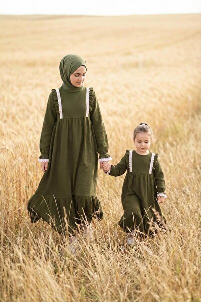 Betül Akbay Girl's Ruffled Muslin Dress - Fairy Tale Model Long Hijab Dress K...
