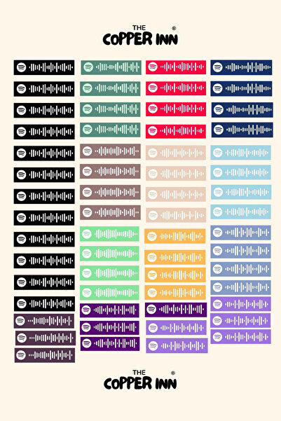 The Copper Inn 60 Adet Renkli Spotify Kod Sticker Seti Müzik Barkod Laptop Te...