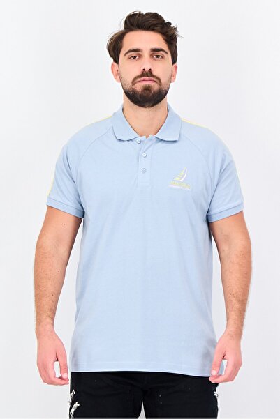 Nautica Men Regular Fit Embroidered Logo Short Sleeve Polo Shirt, Light Blue