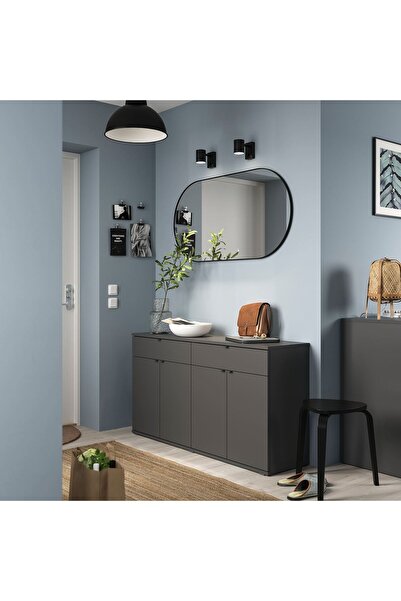 IKEA kapaklı dolap, koyu gri, 140x37x75 cm