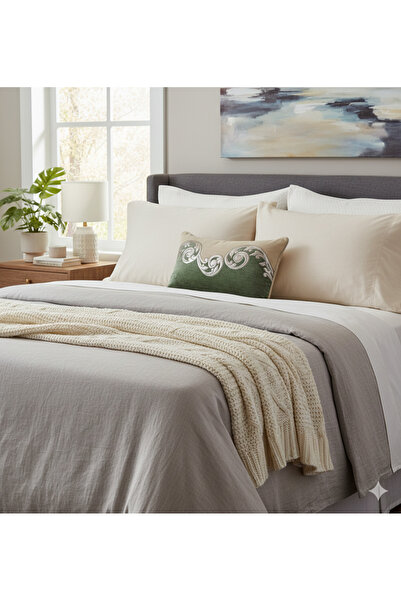 KRC HOME Ottoman Silver Premium Filled Throw Pillow