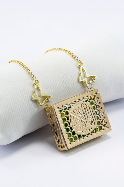 biuti Metal Kelebekli Metal Kaplı Minyatür Yeşil Kur' an-ı Kerim Araba Dikiz ...