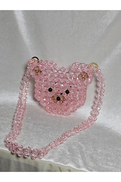 AGH Değerli Hediyeler Geantă de mărgele de cristal cu ursuleț roz realizat ma...