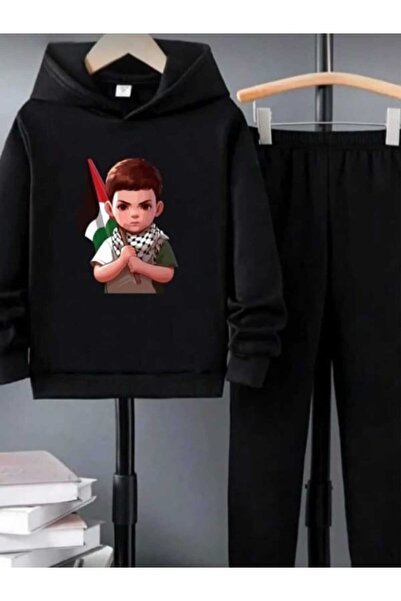 Nice Clothes طقم رياضي للأطفال بغطاء للرأس يونيسكس مع علم فلسطين للأطفال