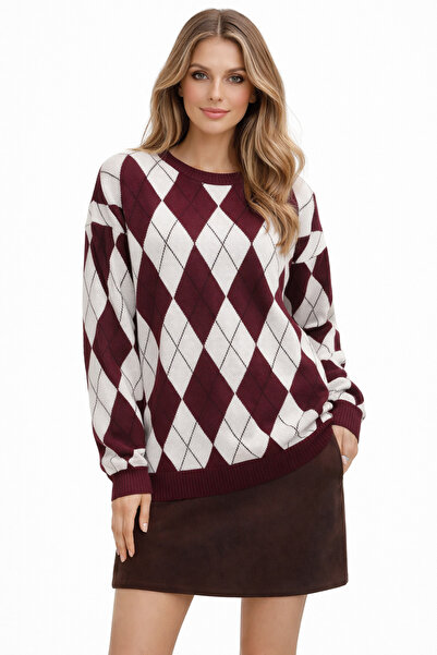 Vaniza Pattern Detailed Standard Size Knitwear Sweater
