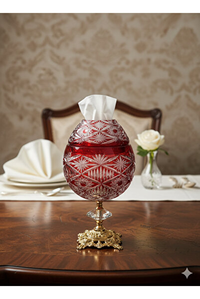 Kristal Market Avant-Garde Model Large Napkin Holder Cut Crystal Handcrafted