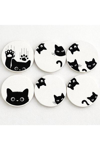 kids town Cat Design Wooden Coaster