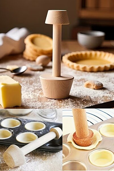 Kitchen Beauty Çift Taraflı Ahşap Tartolet Kalıbı - Kek,Tart,Turta Yapma Kalı...