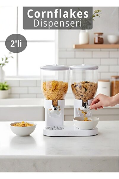 Jet's Home 2’li Cornflakes Dispenseri 7 L Çift Hazneli Müsli Granola Kuruyemi...