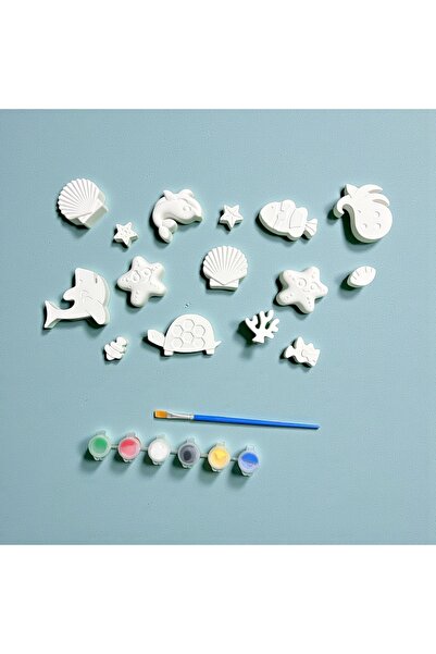 Major Hobi Taş Tozu Deniz Canlıları Boyama Seti 15’li – 6 Renk Boya ve Fırça ...