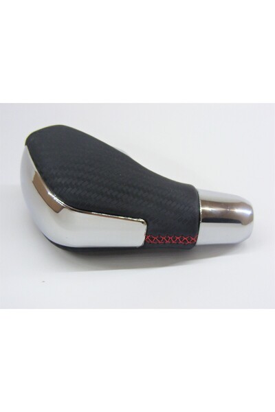 AutoAll Renault Fluence / Megane 3 Leather Automatic Gear Shift Knob Carbon Leather-Red Stitching
