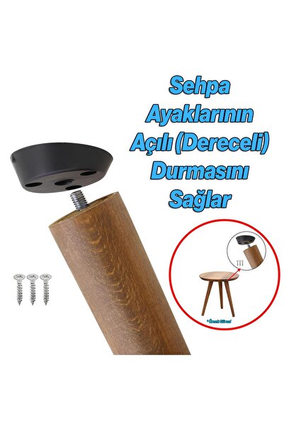 HTM Yapı 8 Adet Dereceli Zigon Sehpa Ayağı Tabanı Mobilya Masa Açılı Orta Sehpa Ayak Bağlantı Aparatı Siyah