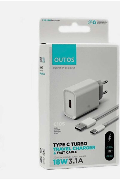 C10S Type-C Turbo Şarj Aleti QC 3.0 18W 3.1A Hızlı Şarj +Kablo