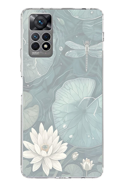 TechTree حافظة سيليكون متوافقة مع هاتف Redmi Note 12 PRO 4G على شكل زهرة اللوتس واليراعات مطبوع