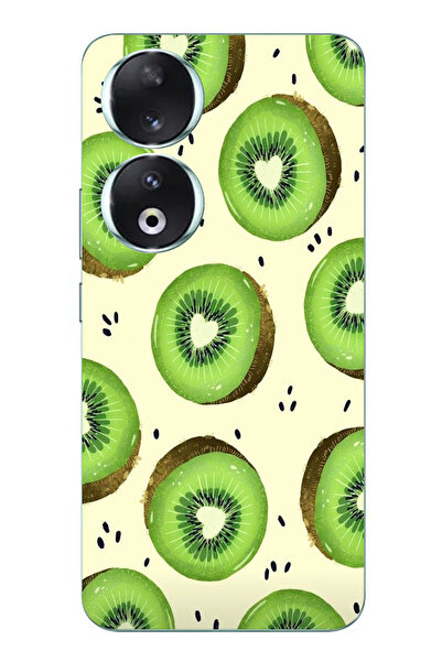 TechTree حافظة سيليكون متوافقة مع Honor 90 وشرائح الأفوكادو الخضراء وقلب الكريستال مطبوع