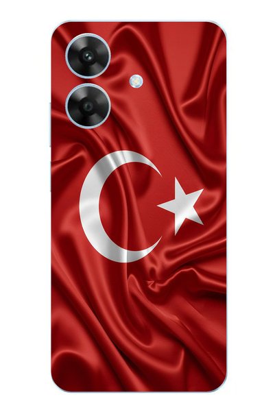 TechTree حافظة سيليكون متوافقة مع علم تركيا مطبوع لهاتف Realme Note 60
