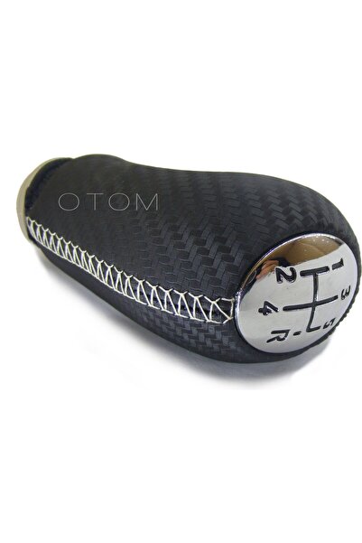 AutoAll Opr Megane 2 Leather Gear Shift Knob (Carbon Leather & Beige Stitching)