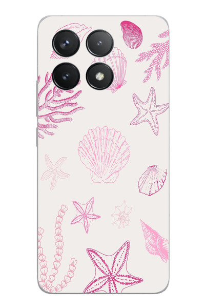 TechTree حافظة سيليكون متوافقة مع POCO F6 PRO باللون الوردي ونجم البحر وغلاف ...