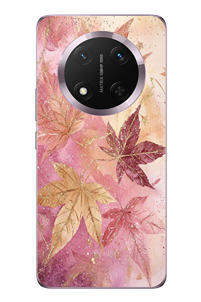 TechTree حافظة سيليكون متوافقة مع هاتف Honor Magic 7 Lite باللونين الوردي والبورجوندي مطبوع