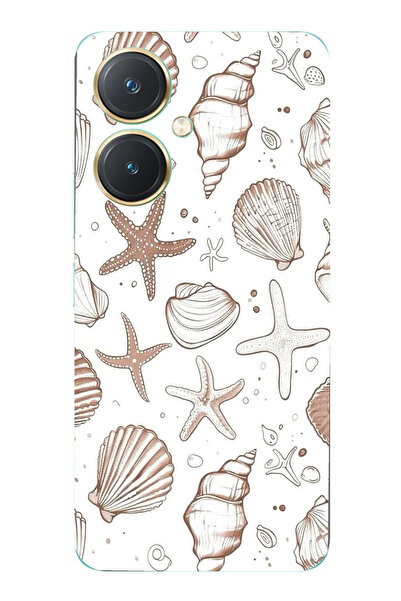 TechTree حافظة سيليكون مطبوع متوافقة مع هاتف Vivo Y27 باللون البني على شكل نج...