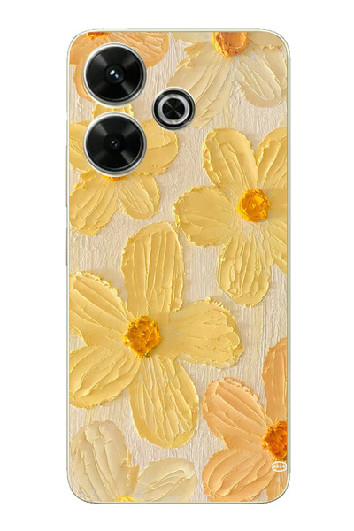 TechTree حافظة سيليكون متوافقة مع هاتف Redmi 13 بلون أصفر ديزي مطبوع