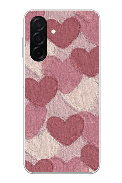 TechTree حافظة سيليكون متوافقة مع هاتف سامسونج جالاكسي A26 باللون الوردي الباستيل والقلب الوردي مطبوع