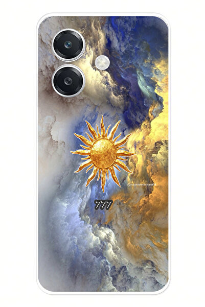 TechTree حافظة سيليكون متوافقة مع هاتف OPPO A3 777 بتصميم الشمس والسحاب مطبوع