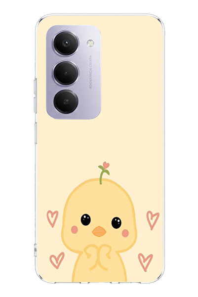 TechTree حافظة سيليكون مطبوع متوافقة مع هاتف Redmi 15 4G بنمط صيصان لطيف ونمط قلب