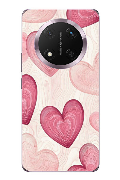 TechTree حافظة سيليكون متوافقة مع Honor Magic 7 Lite باللون الوردي الخطوي مطبوع