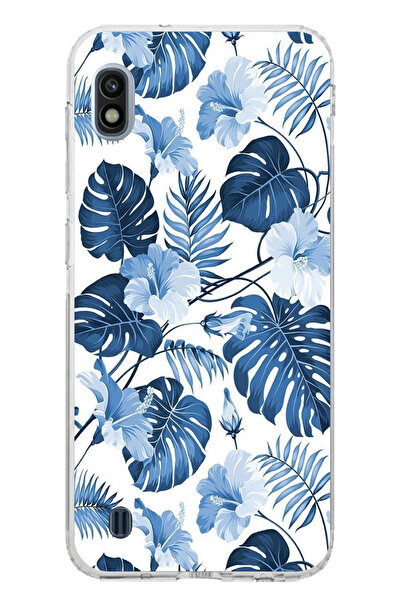 TechTree حافظة سيليكون مطبوع متوافقة مع هاتف سامسونج جالاكسي A10 بنمط أوراق ا...