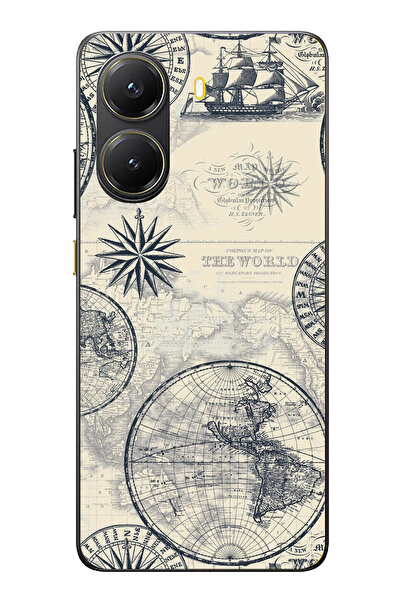 TechTree حافظة سيليكون متوافقة مع خريطة العالم الكلاسيكية والبوصلة مطبوع لهات...