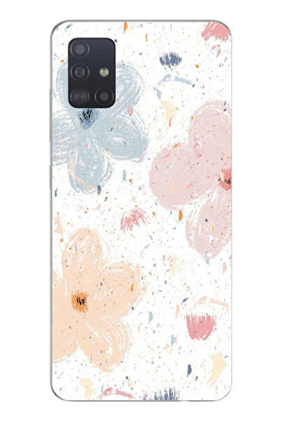 TechTree Printed Silicone Case Compatible with Samsung Galaxy A51 with Pastel Abstract Flower and Stain Pattern