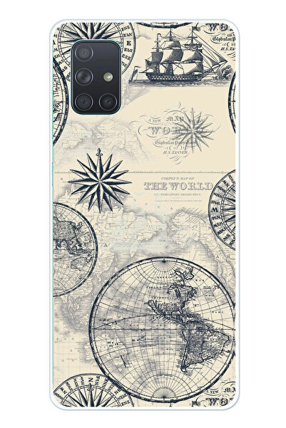 TechTree حافظة سيليكون متوافقة مع هاتف سامسونج جالاكسي A71 تحمل خريطة العالم ...