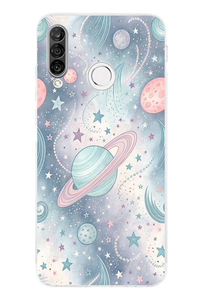 TechTree حافظة سيليكون ناعمة متوافقة مع هاتف هواوي P30 لايت مطبوع